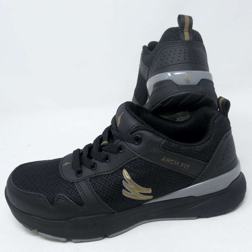 Walk Hero Women's Size 7.5 Walking Shoes with Arch Fit Support Black WG-2202